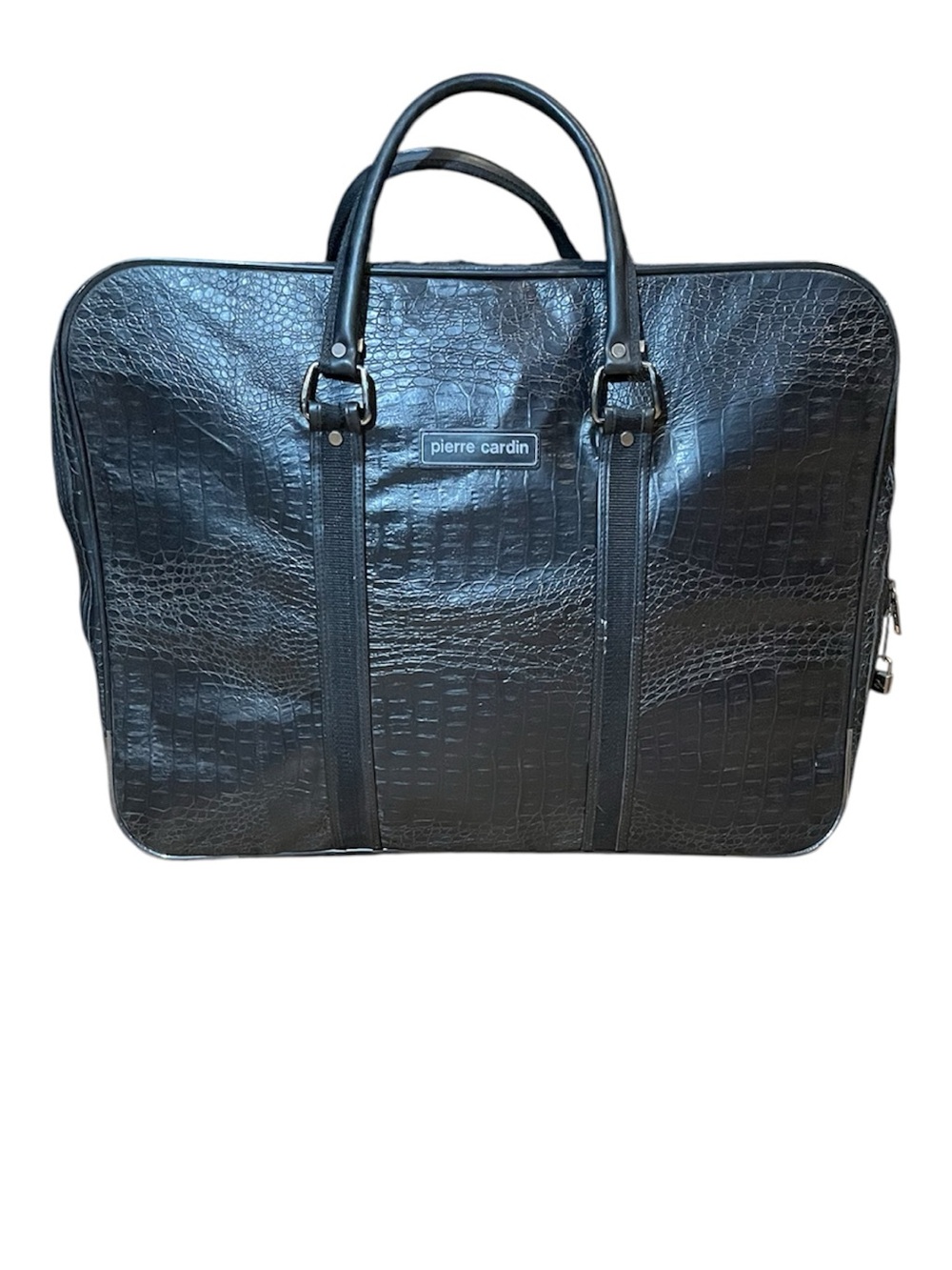 Pierre Cardin Black Croc-Embossed Laptop Briefcase